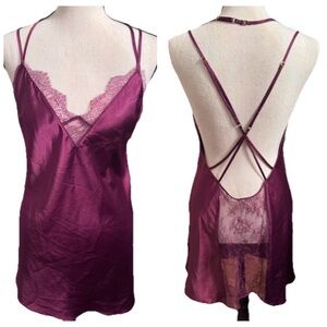 Victoria's Secret Satin Slip Dress S Lace Burgundy Coquette Fairy Whimsigoth Y2K